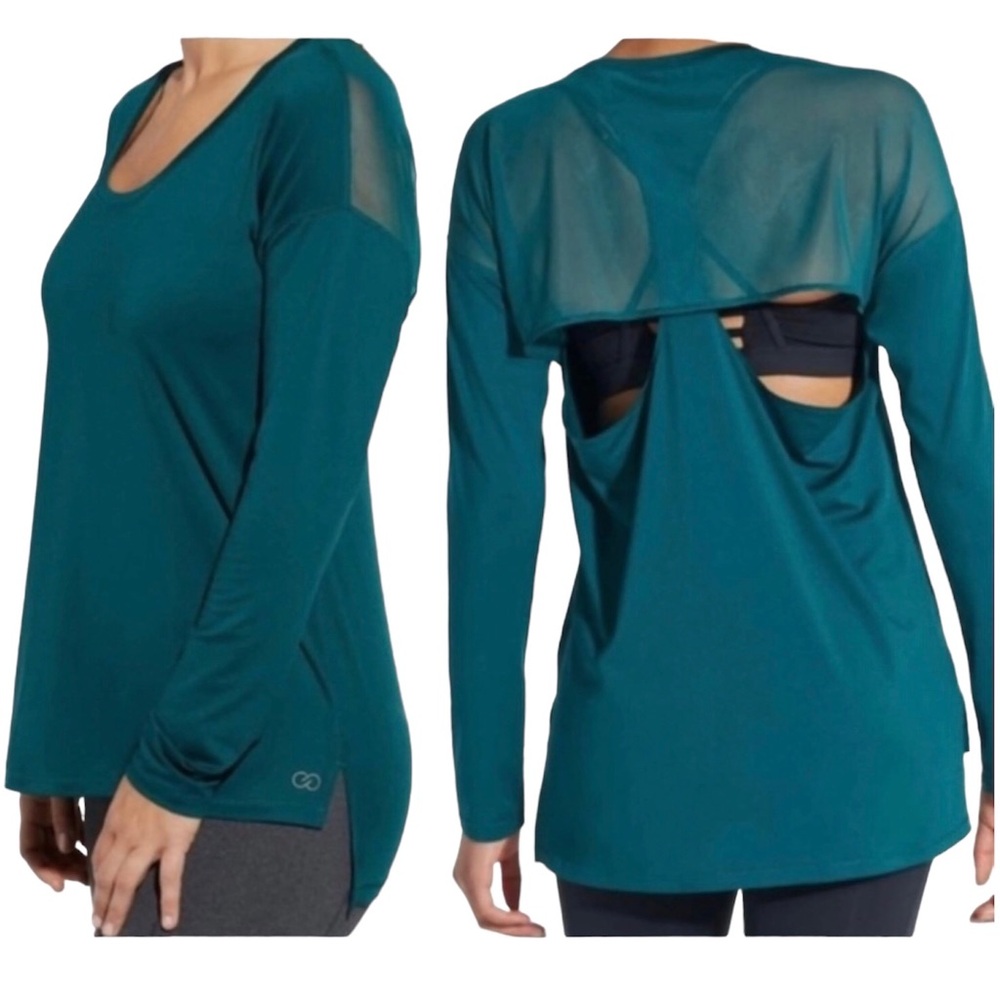 Calia By Carrie Underwood XS Teal Long Sleeve Athletic Top Racer Back Shirt